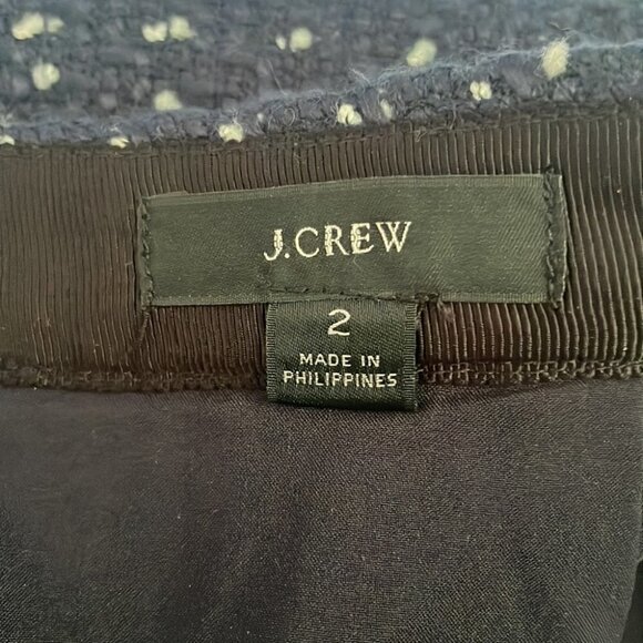 J Crew No 2 Pencil Skirt Navy Tweed Spotted - Picture 8 of 12